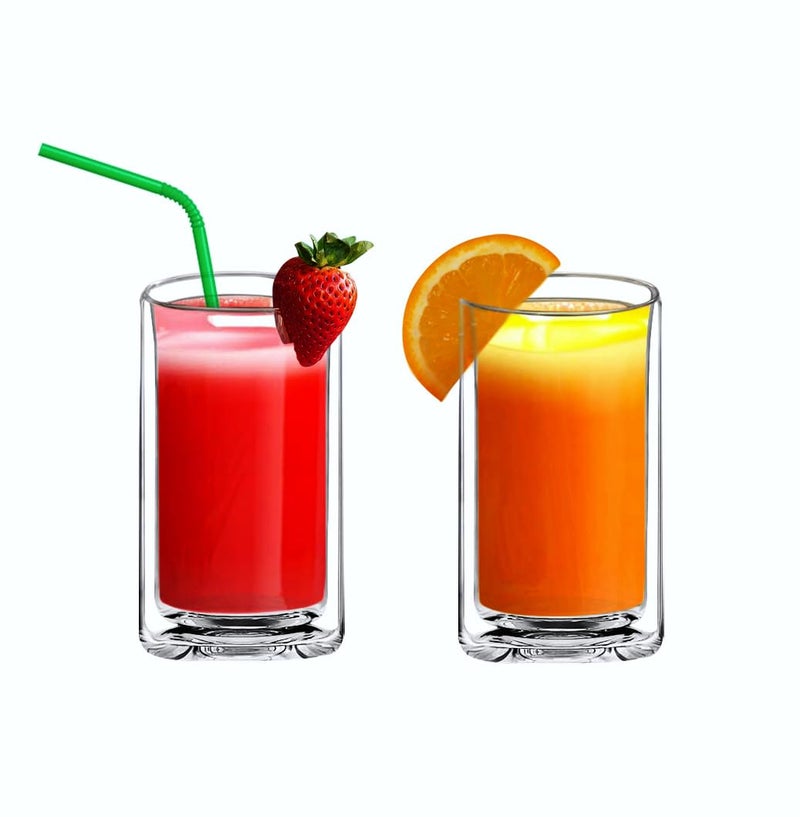 Sun's Tea 13oz Ultra Clear Strong Double Wall Thermal Insulated Highball Drinking Glasses for Beer, Coffee, Juice, Smoothie, Mojito, Soda, Milk and Mixed Beverages, Set of 2 (real glass, not-plastic) - Image 3